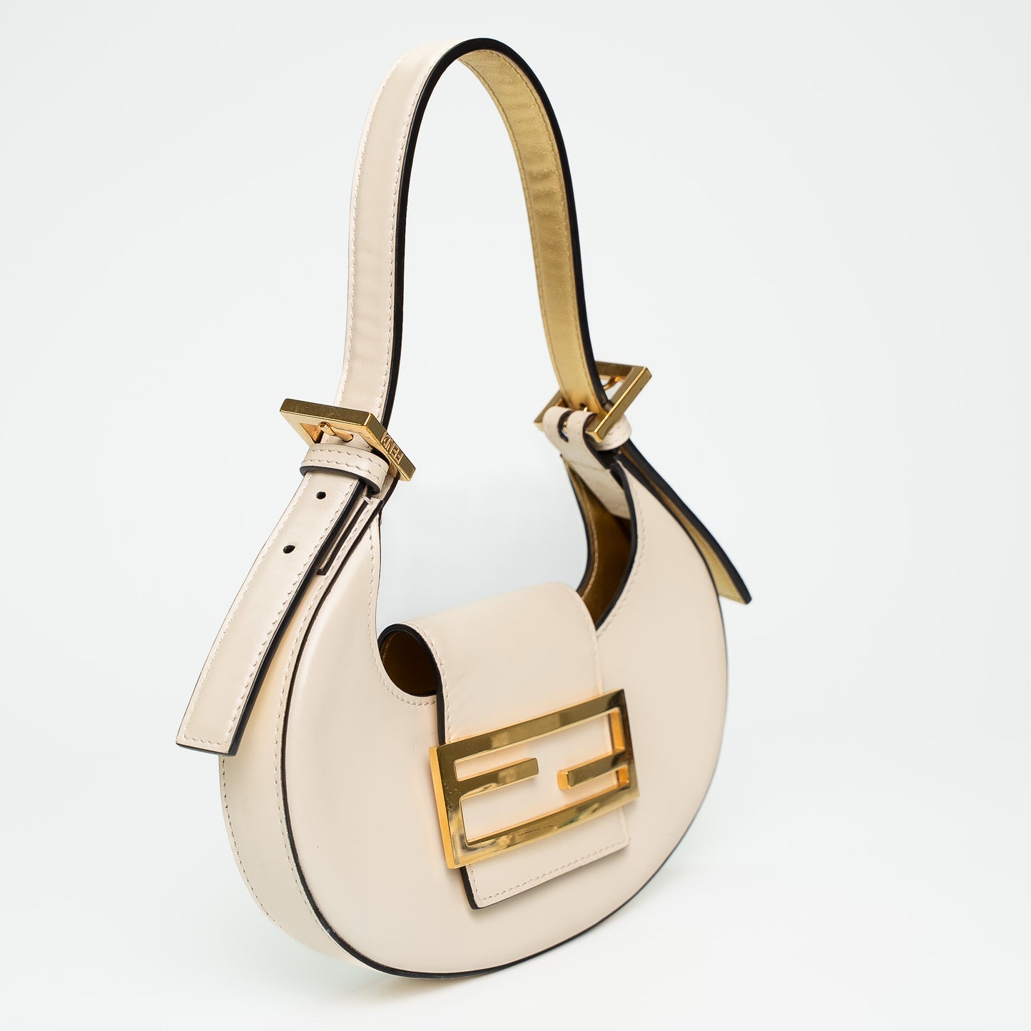 Fendi Ivory Leather Mini Hobo Bag
