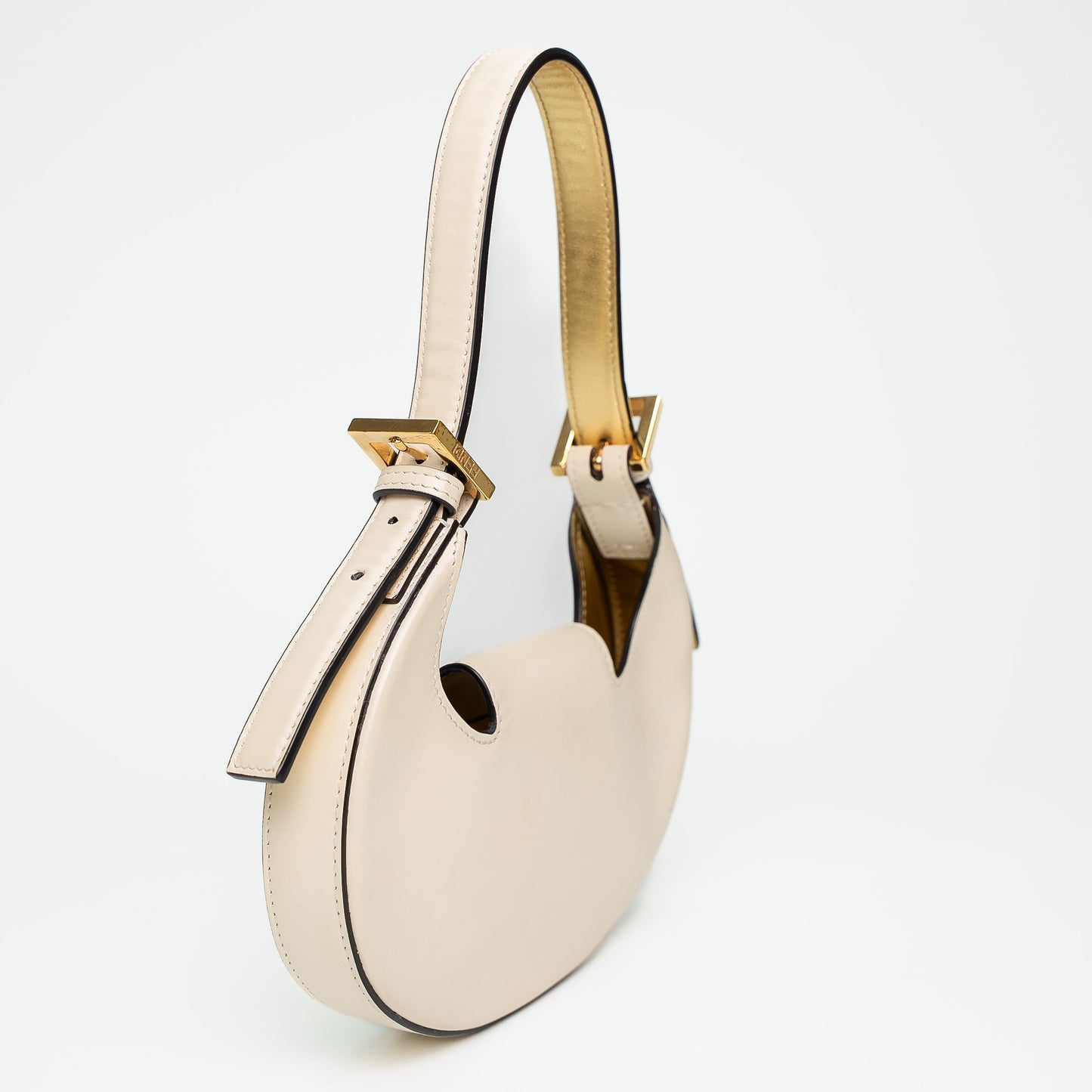 Fendi Ivory Leather Mini Hobo Bag