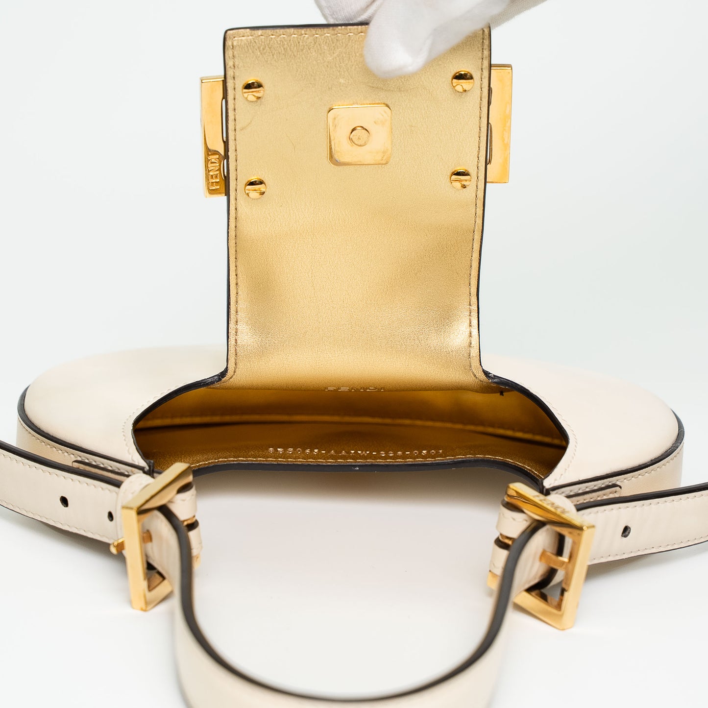 Fendi Ivory Leather Mini Hobo Bag