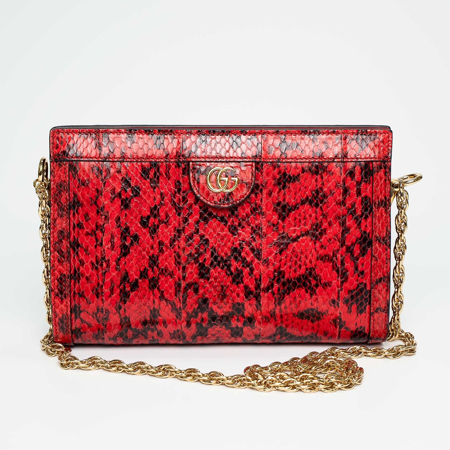 Gucci GG Red Python Olympia Chain Shoulder Bag