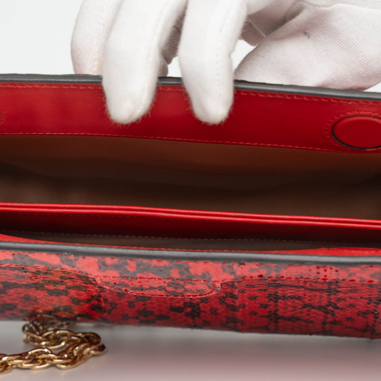 Gucci GG Red Python Olympia Chain Shoulder Bag