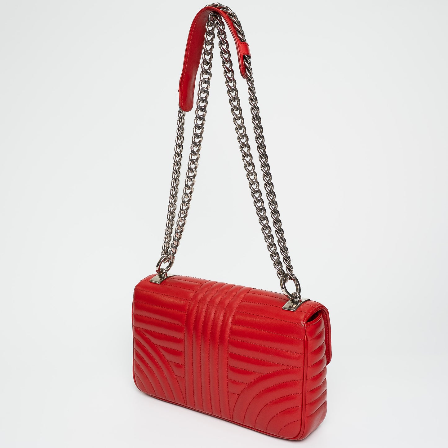 Prada Diagramme Red Quilted Leather Shoulder Bag