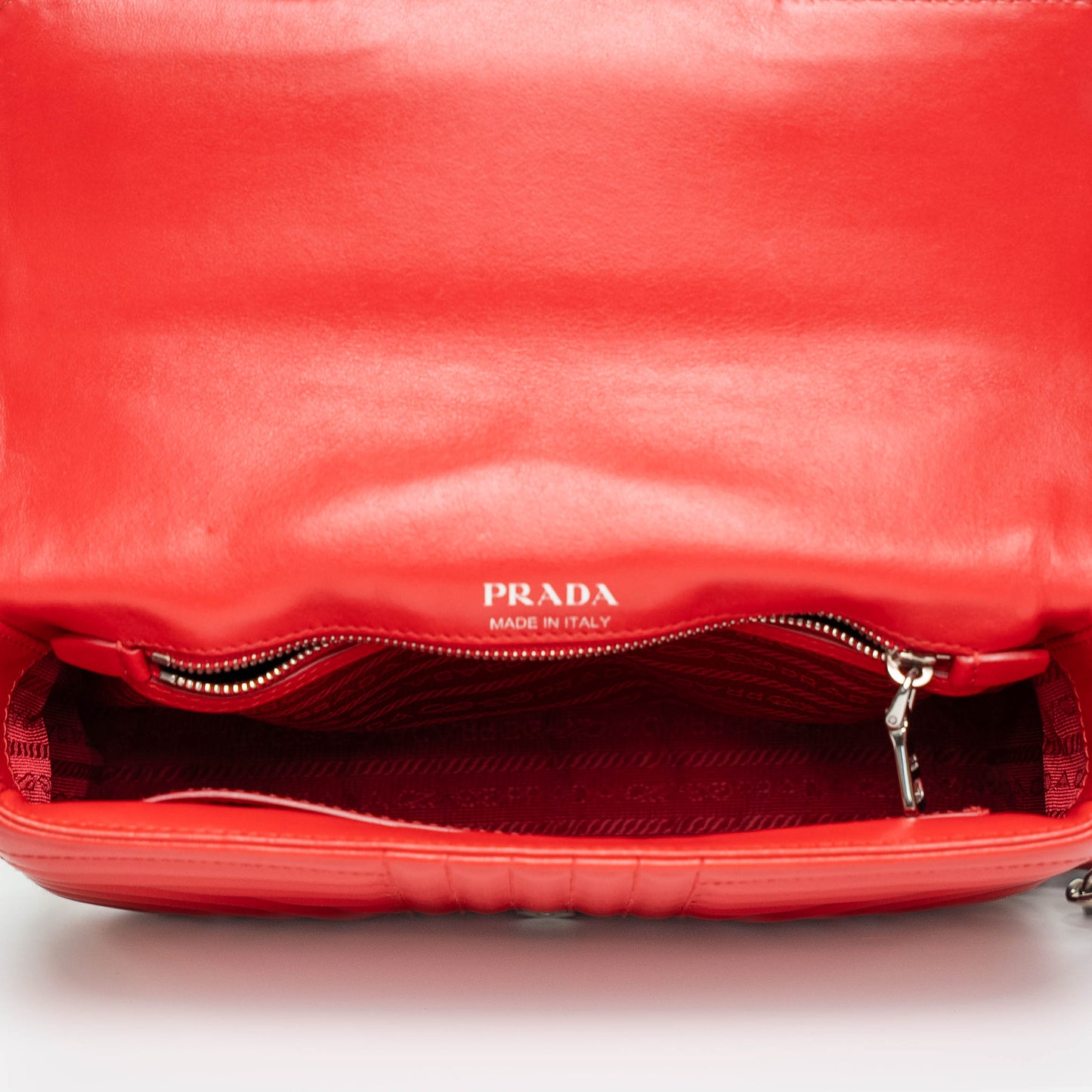 Prada Diagramme Red Quilted Leather Shoulder Bag