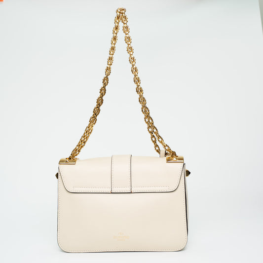 Valentino Garavani Rockstud V Logo White Shoulder Bag