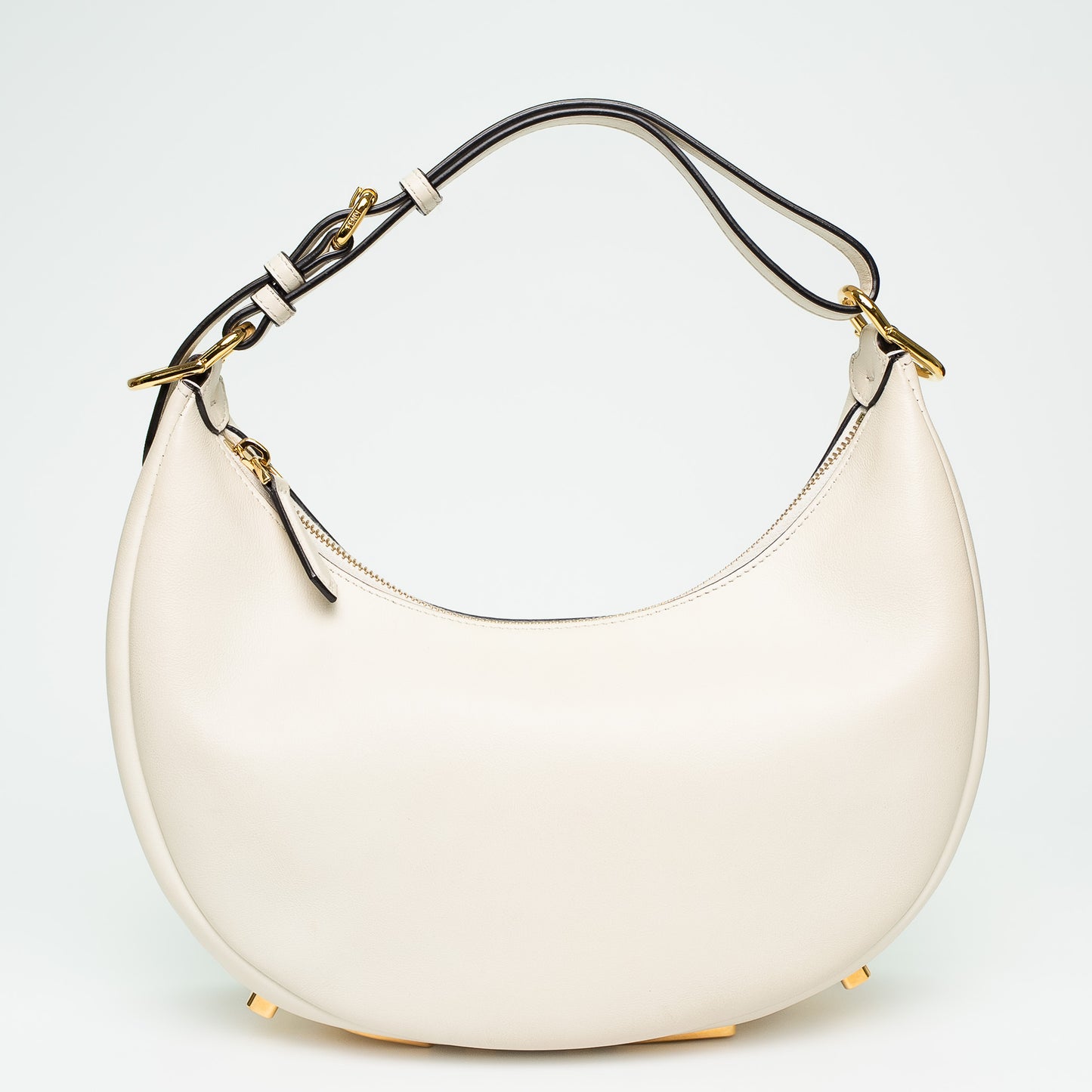 Fendi White Leather Small Moon Shoulder Bag