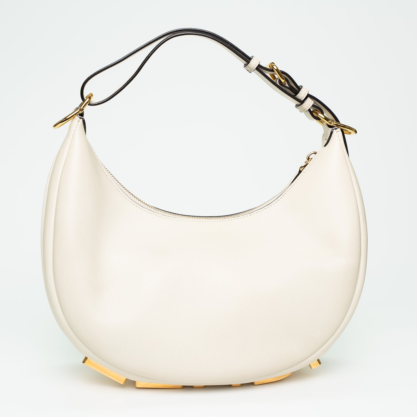 Fendi White Leather Small Moon Shoulder Bag