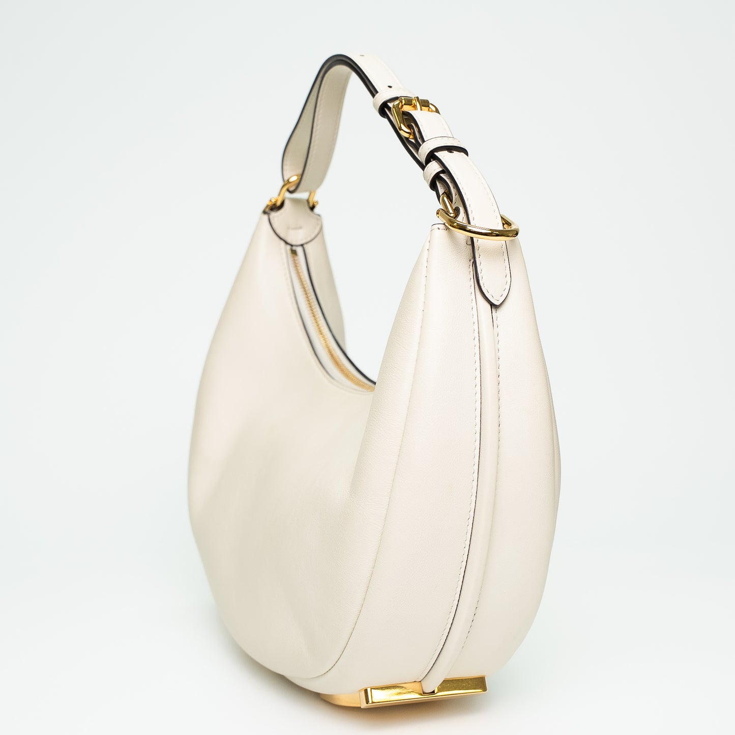Fendi White Leather Small Moon Shoulder Bag