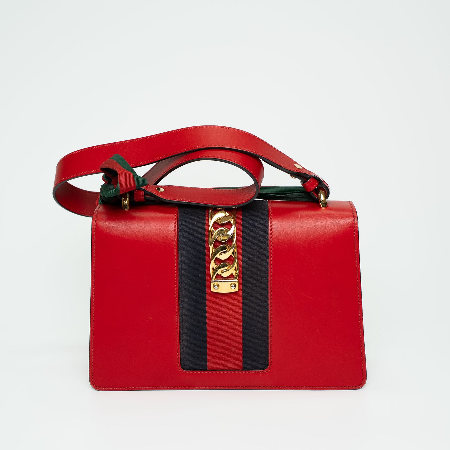 Gucci Hibiscus Red Sylvie Leather Shoulder Bag
