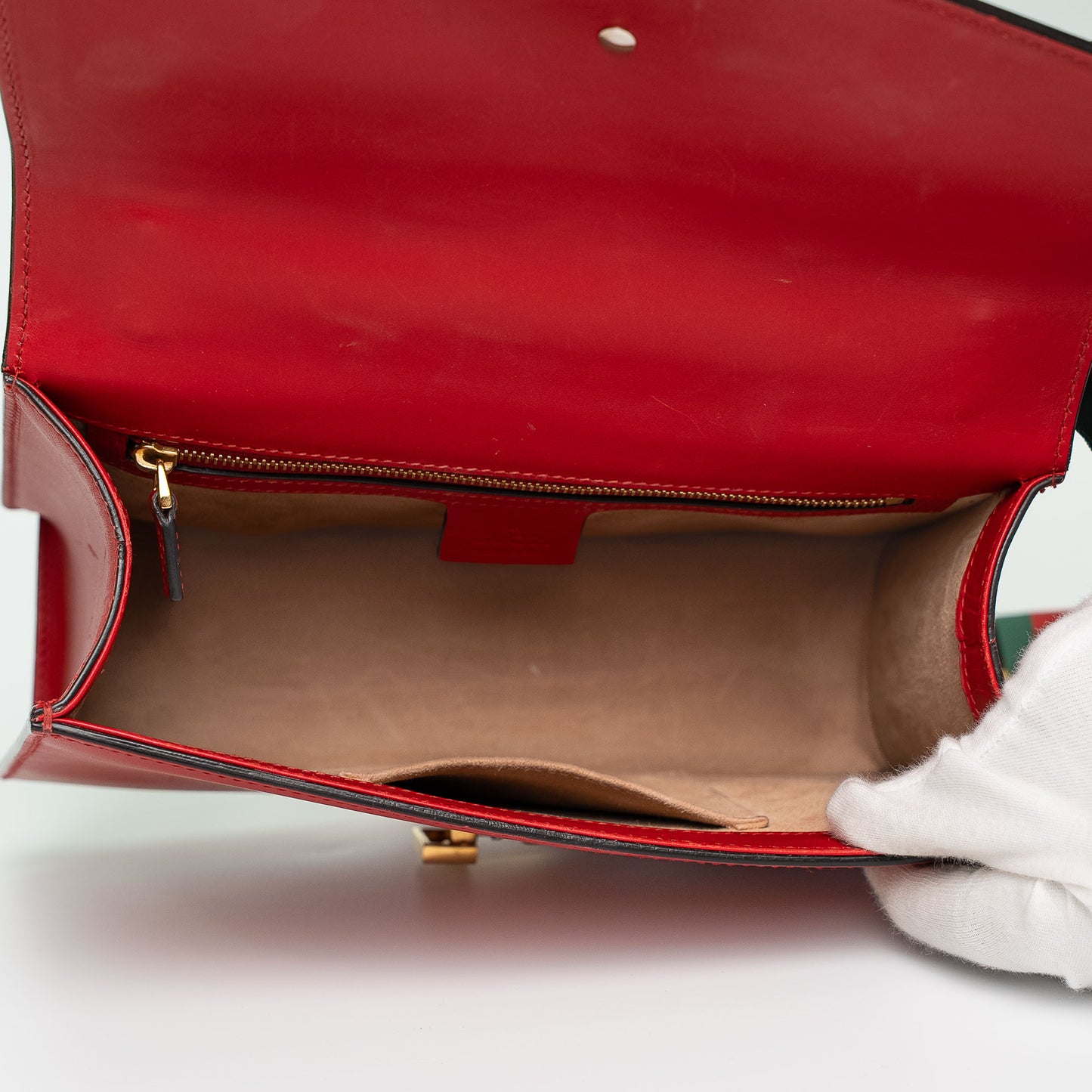 Gucci Hibiscus Red Sylvie Leather Shoulder Bag