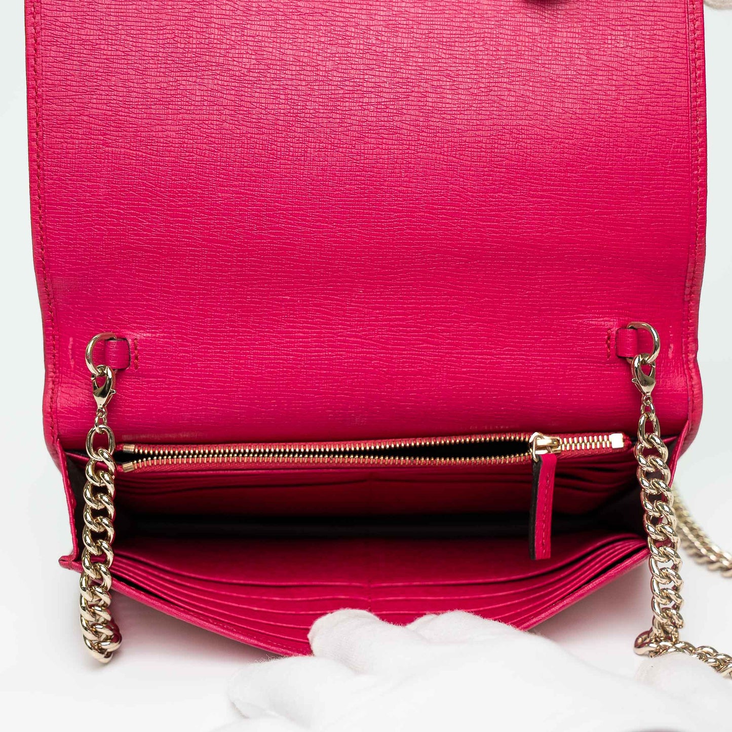 Gucci Blossom Pink Leather Wallet on Chain