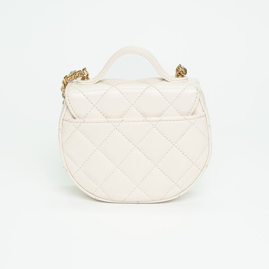 Chanel Mini Round Flap Bag – Ivory Quilted Lambskin