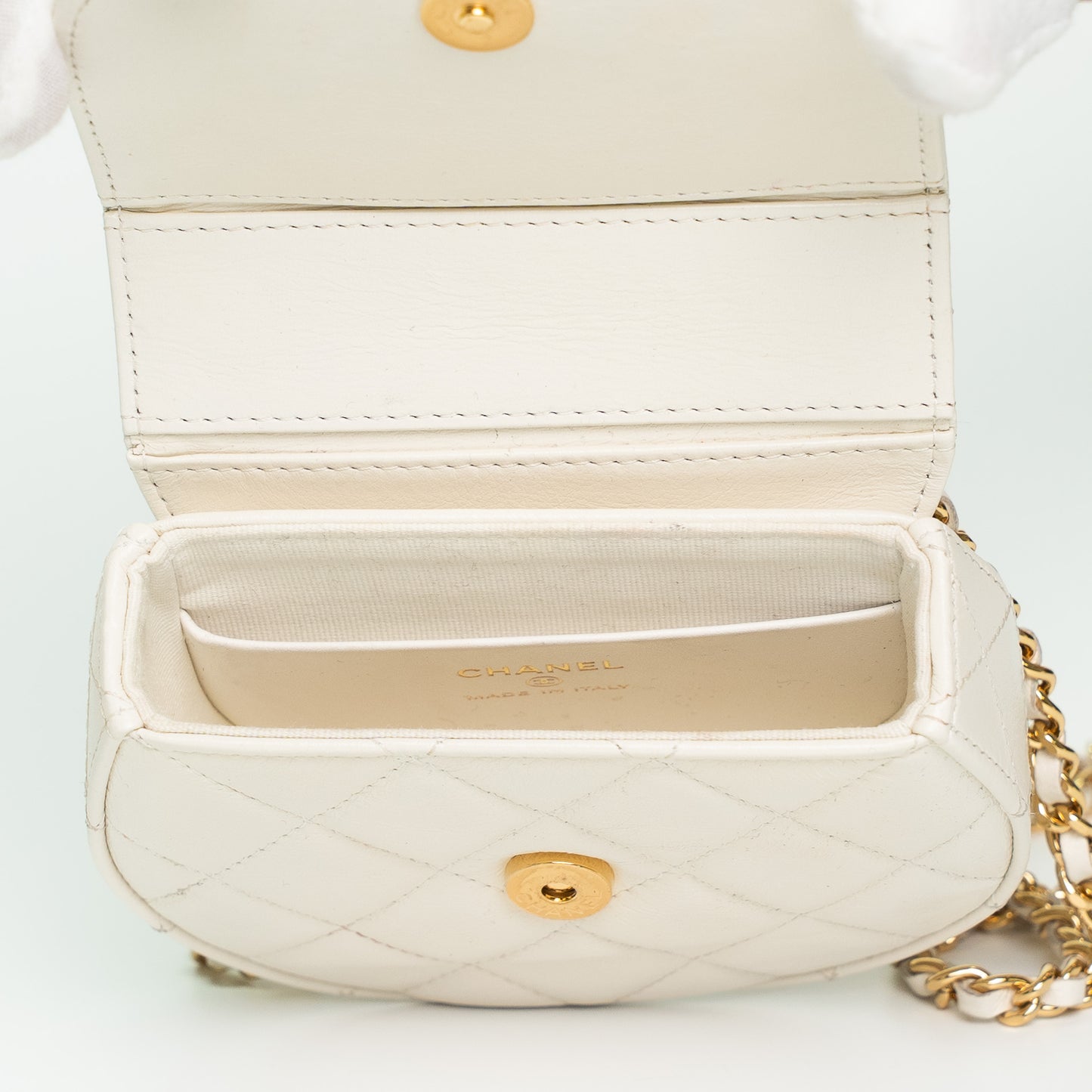 Chanel Mini Round Flap Bag – Ivory Quilted Lambskin
