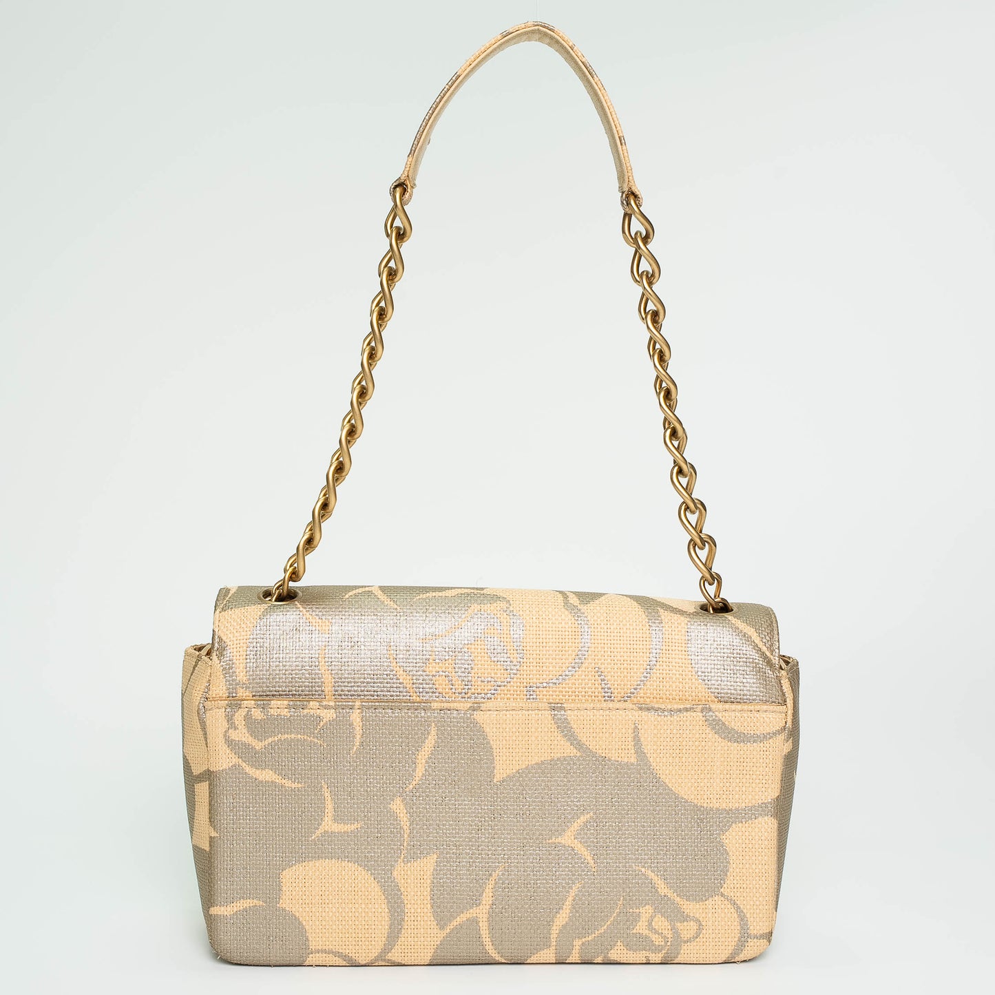 Chanel Camellia Raffia & Leather Chain Shoulder Bag