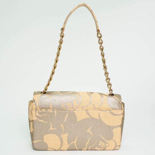 Chanel Camellia Raffia & Leather Chain Shoulder Bag