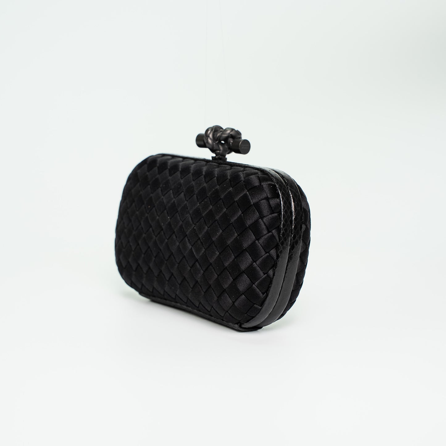 Bottega Veneta Knot Intrecciato Satin Clutch