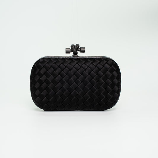 Bottega Veneta Knot Intrecciato Satin Clutch
