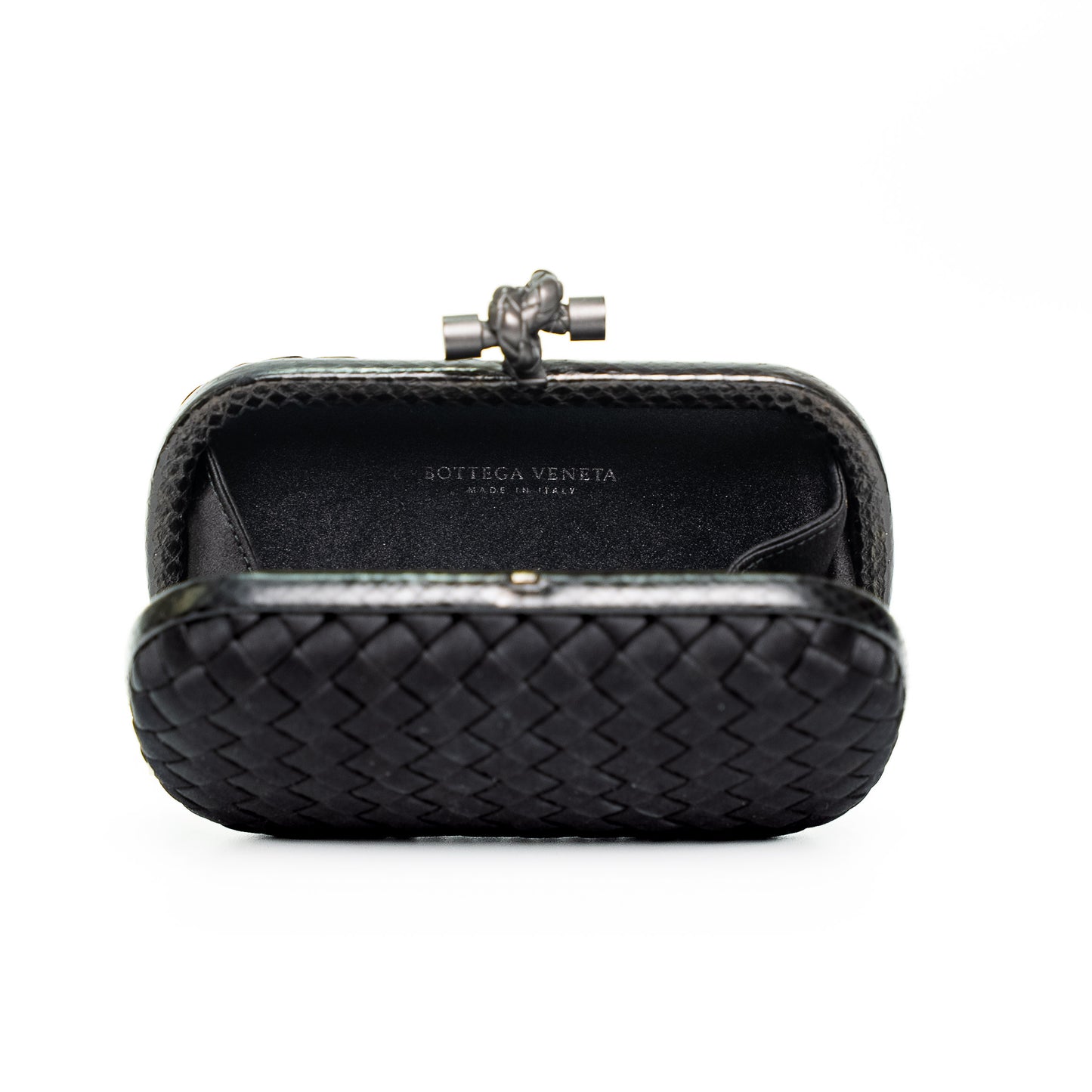 Bottega Veneta Knot Intrecciato Satin Clutch
