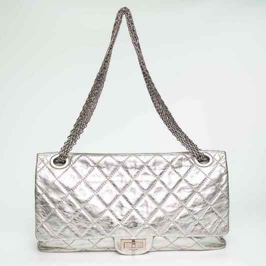Chanel Metallic Silver Maxi Double Flap Bag (2006)