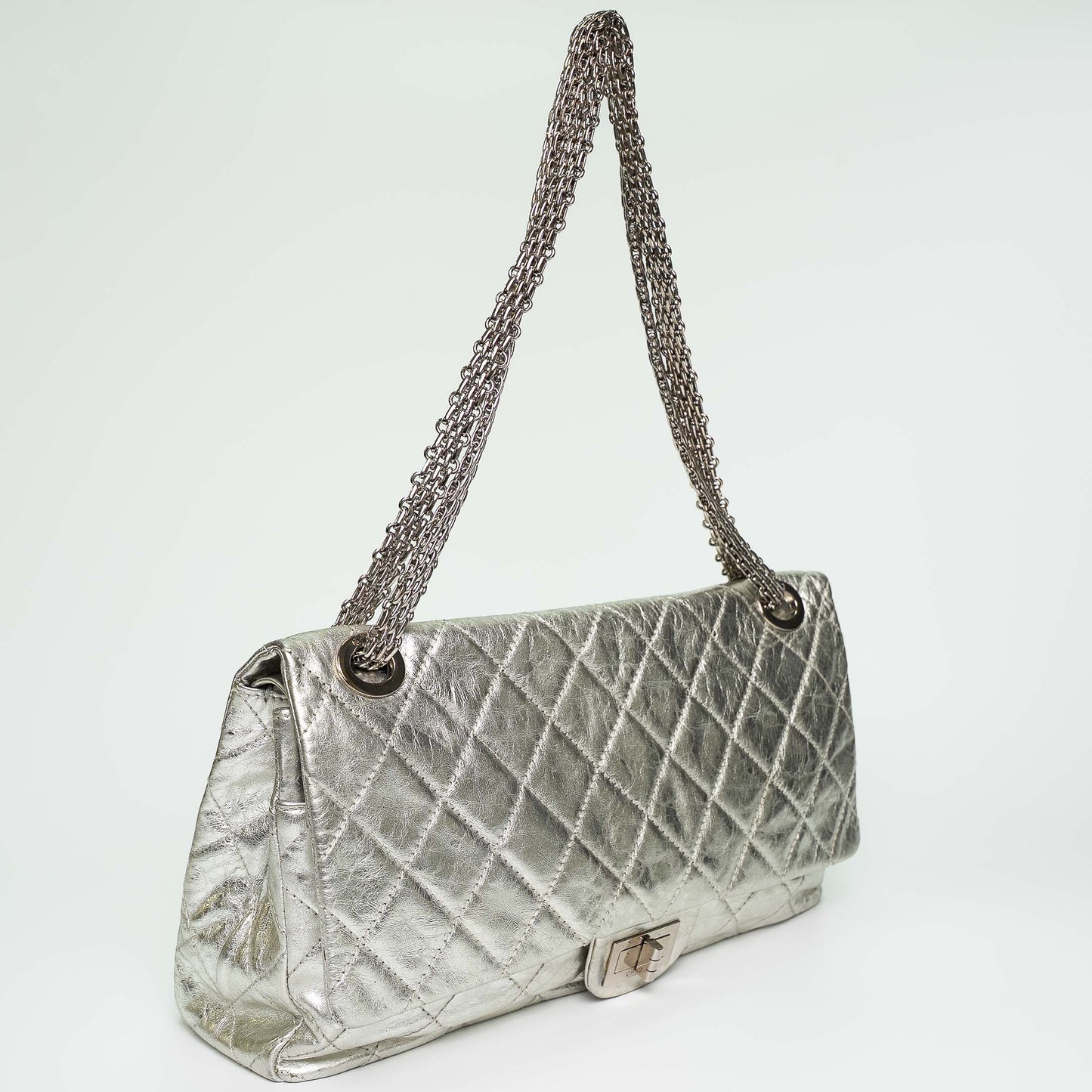 Chanel Metallic Silver Maxi Double Flap Bag (2006)