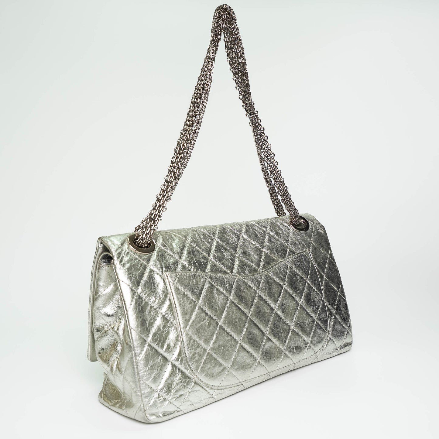 Chanel Metallic Silver Maxi Double Flap Bag (2006)