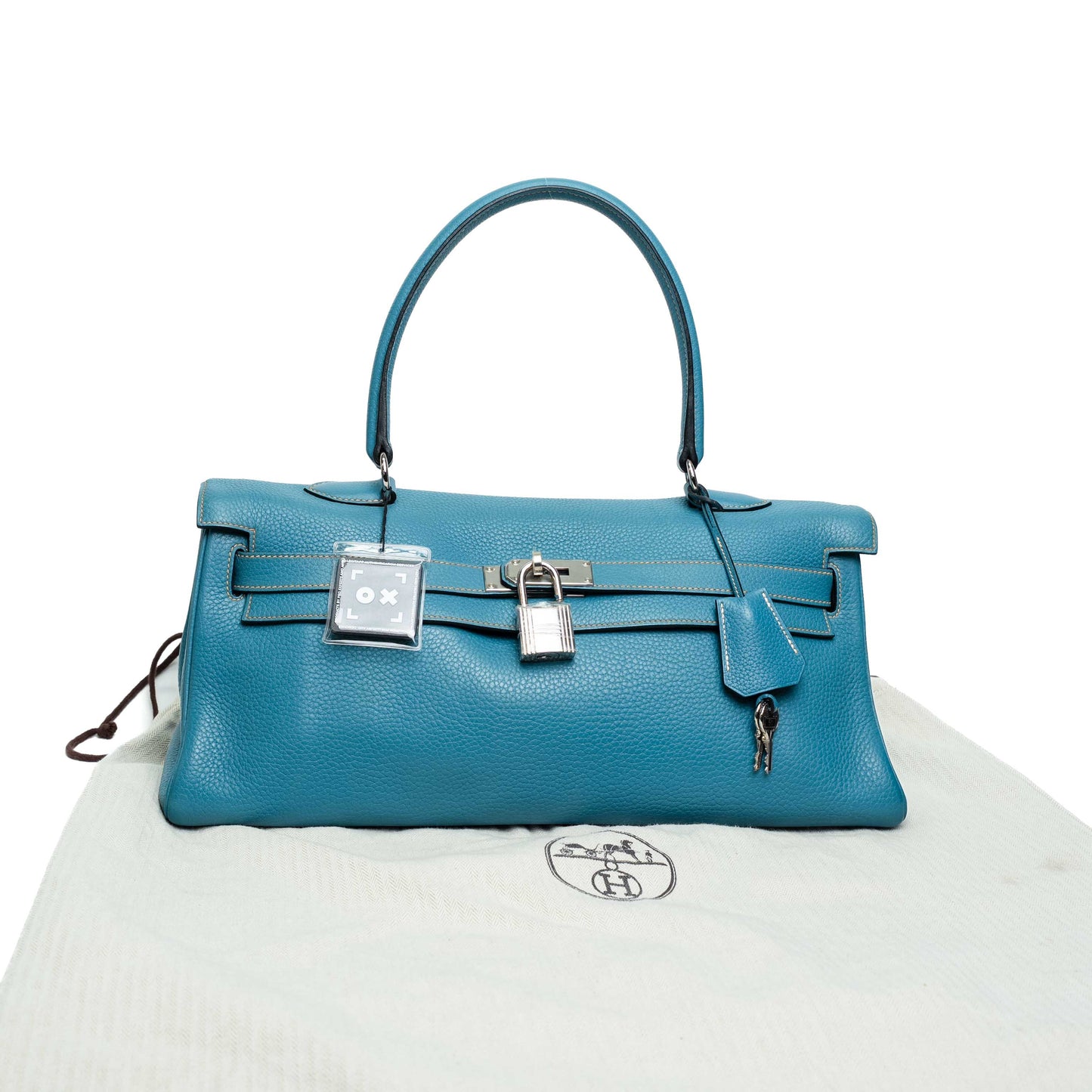 Hermes Shoulder Kelly Blue Jean Clemence Bag