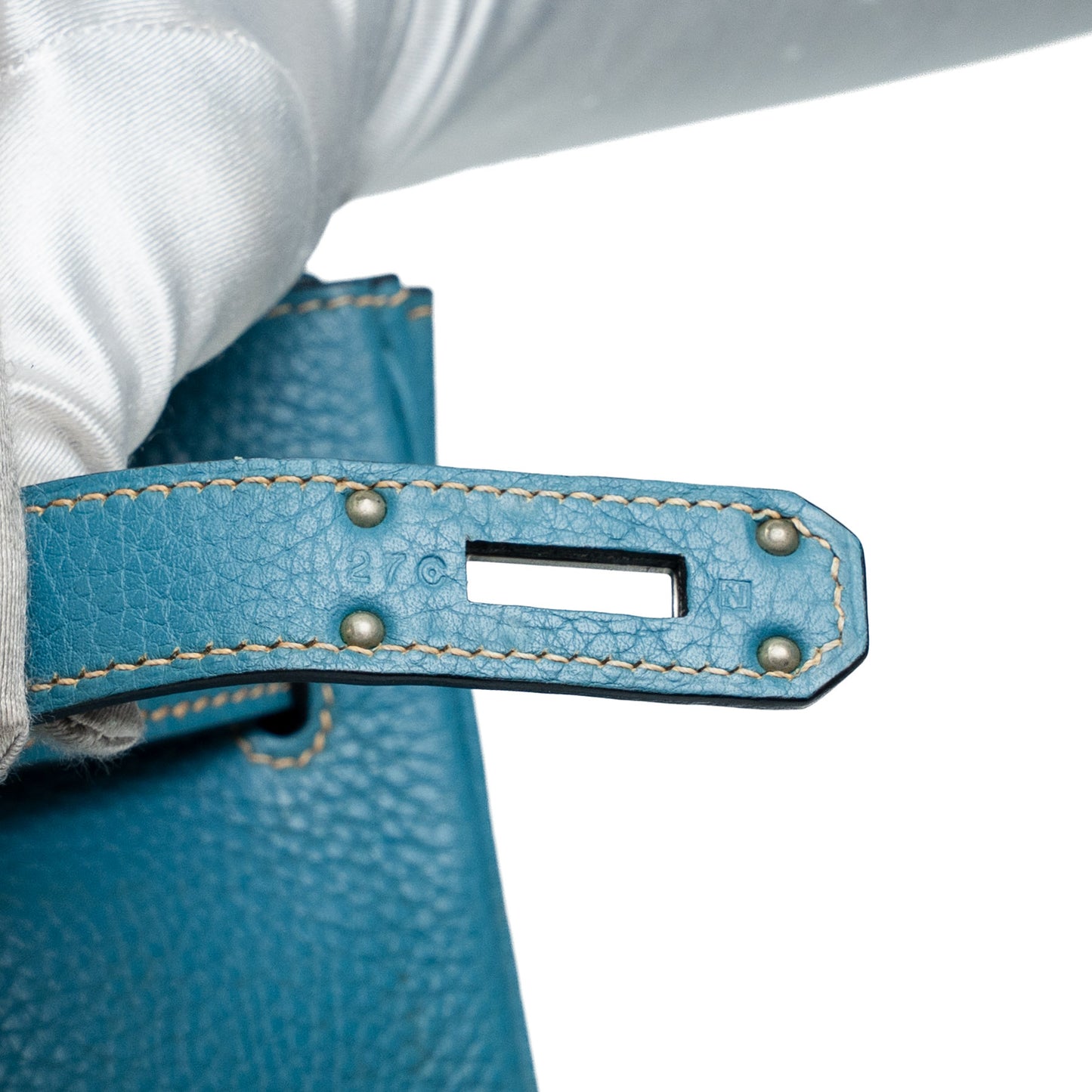 Hermes Shoulder Kelly Blue Jean Clemence Bag