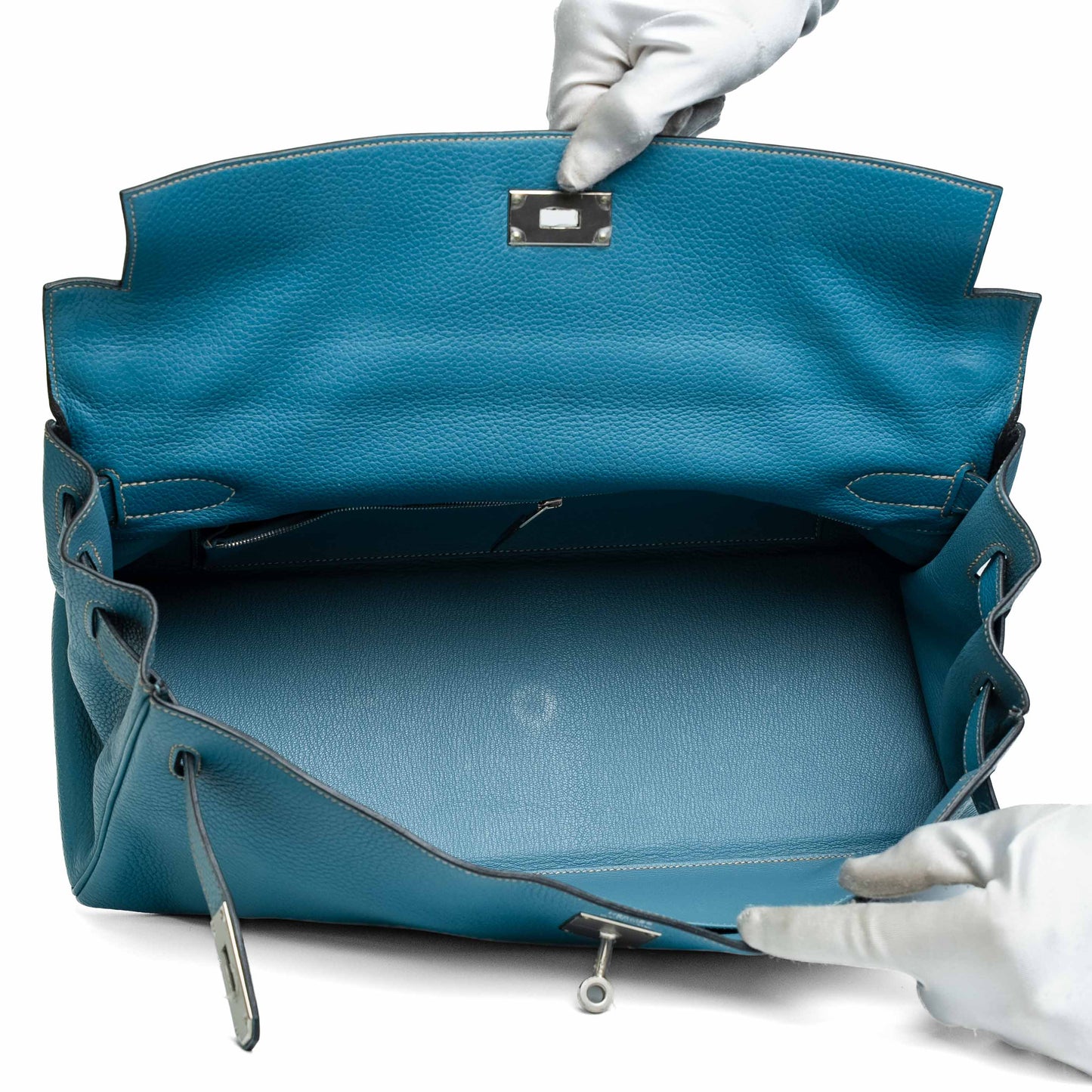 Hermes Shoulder Kelly Blue Jean Clemence Bag