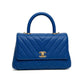 Chanel Blue Chevron Caviar Top Handle Bag