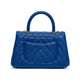 Chanel Blue Chevron Caviar Top Handle Bag