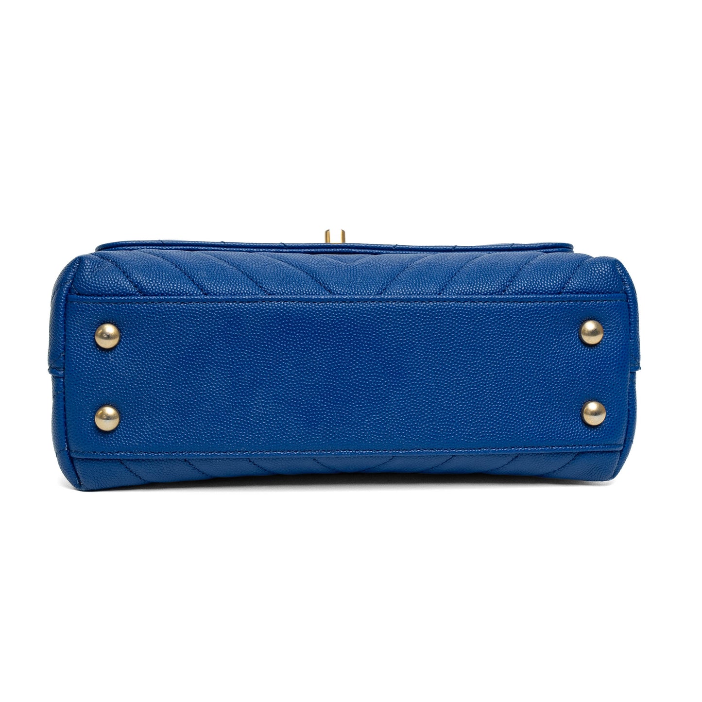 Chanel Blue Chevron Caviar Top Handle Bag
