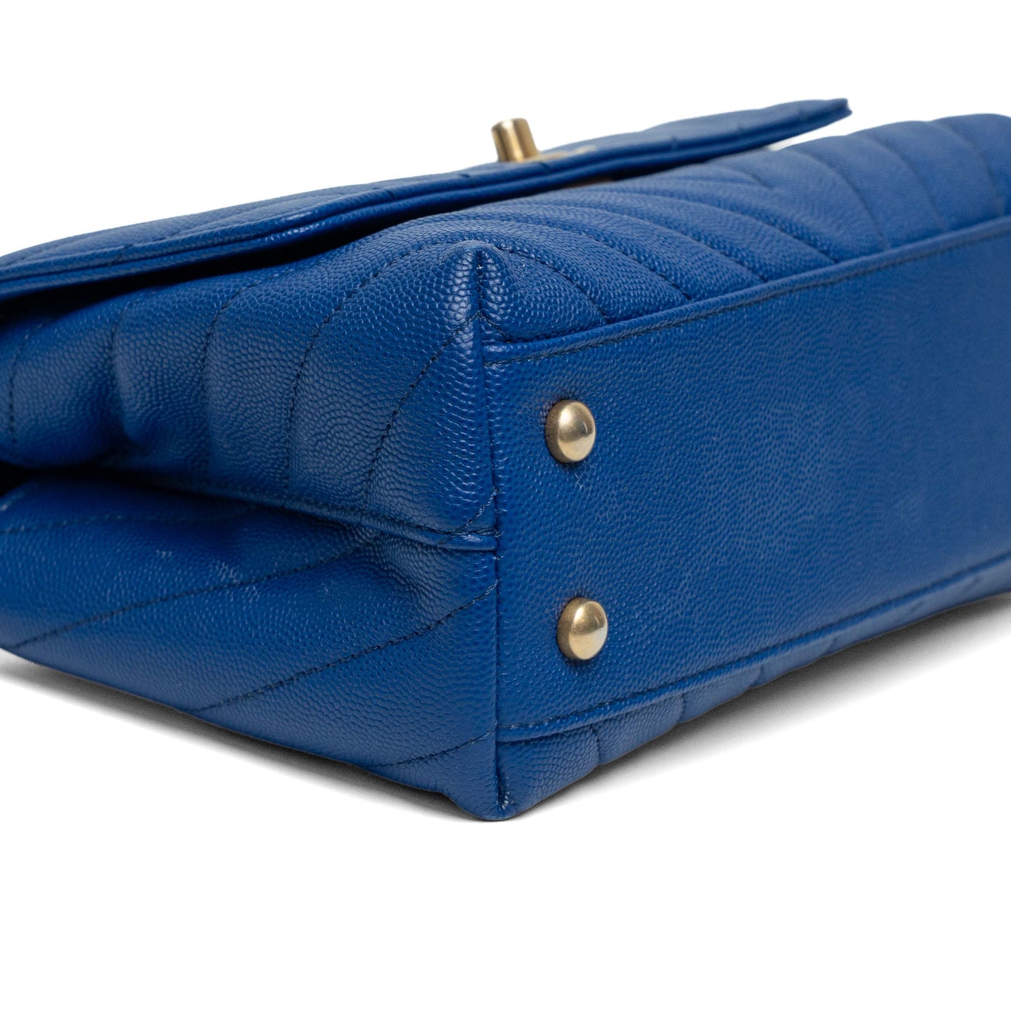 Chanel Blue Chevron Caviar Top Handle Bag