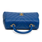 Chanel Blue Chevron Caviar Top Handle Bag
