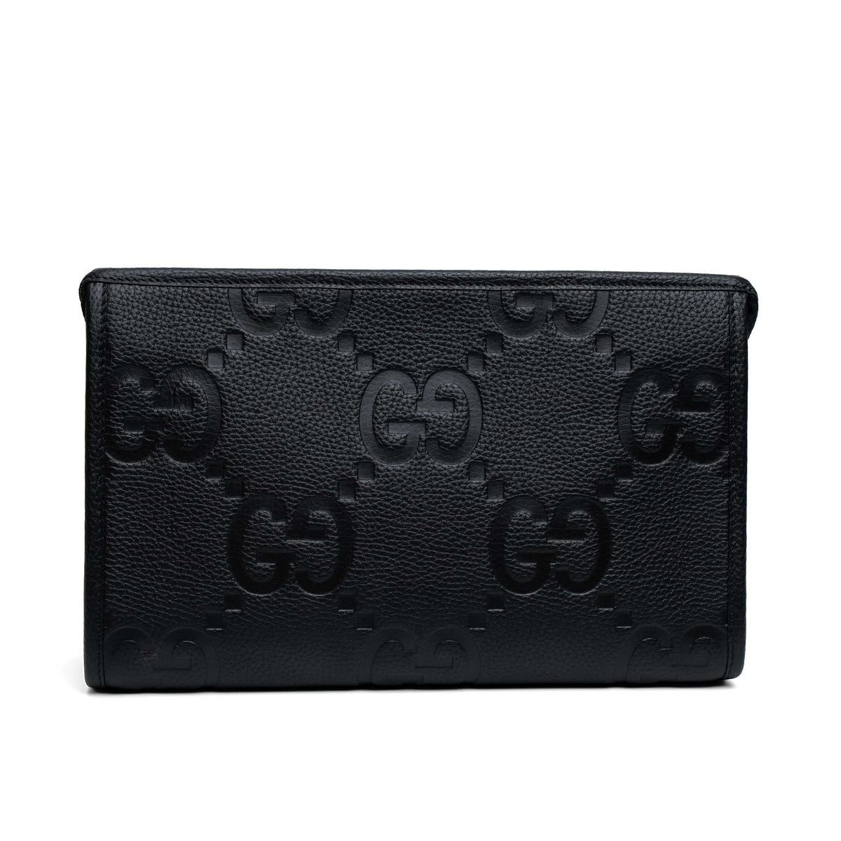 Gucci Jumbo GG Black Leather Clutch Pouch