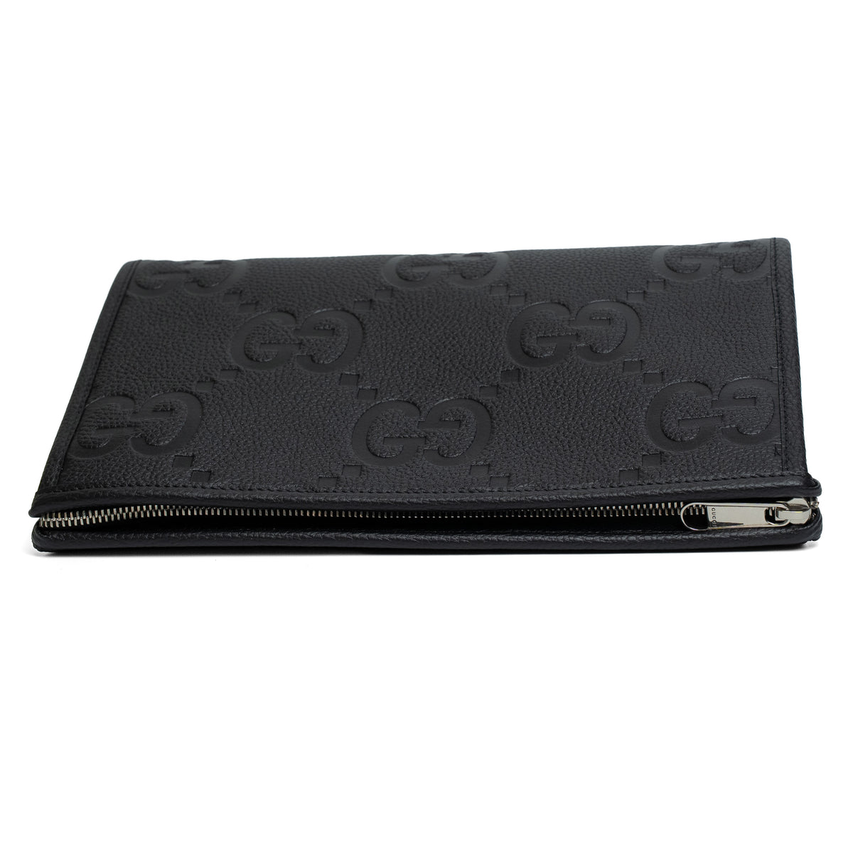 Gucci Jumbo GG Black Leather Clutch Pouch