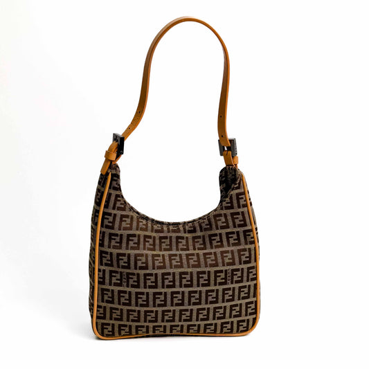 Fendi Zucchino FF Canvas Brown Vintage Hobo Bag