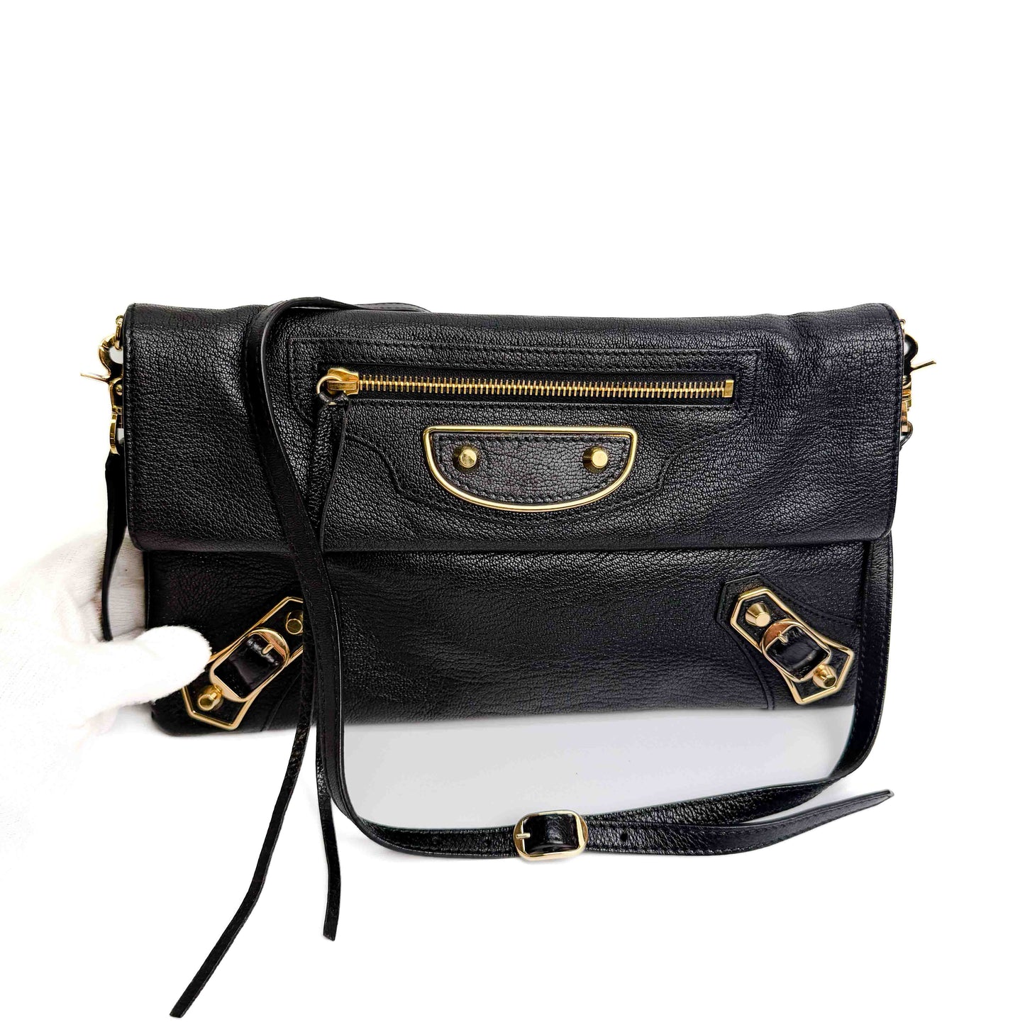 Balenciaga Envelope Black Leather Shoulder Bag