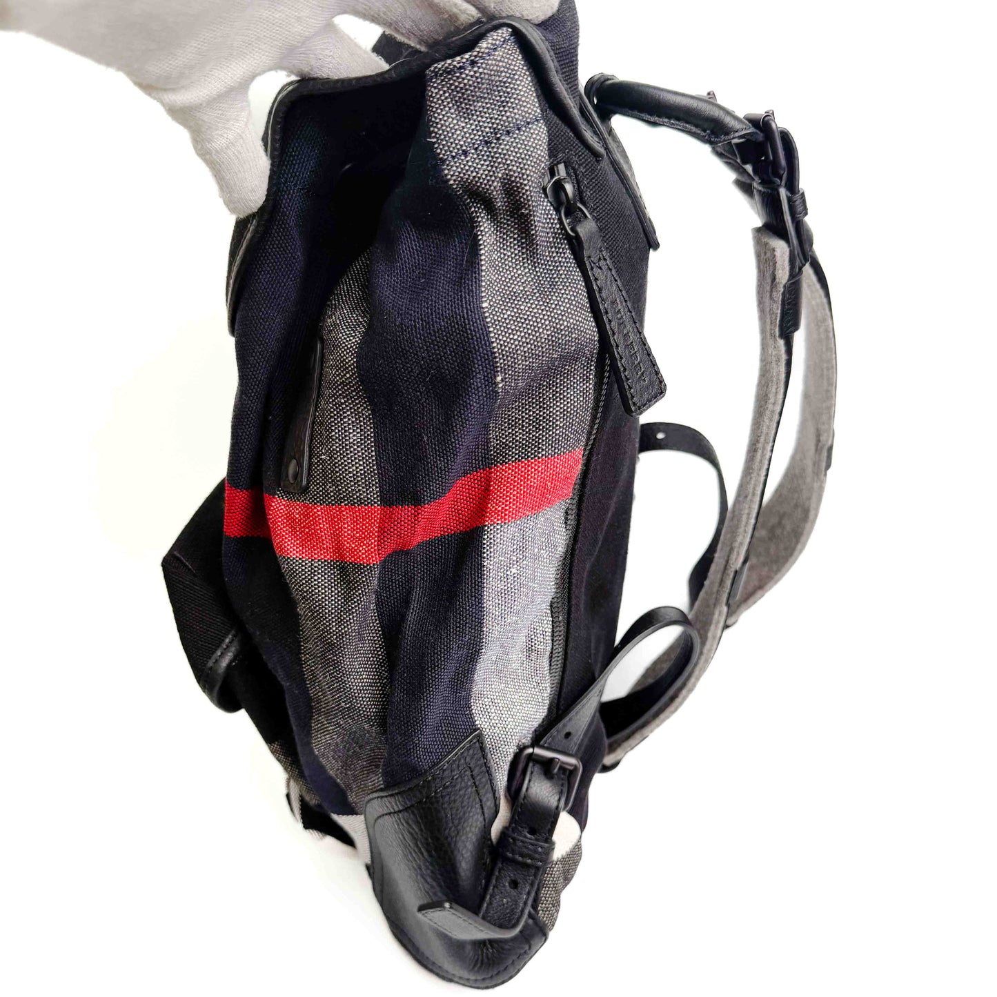 Burberry Canvas Check Stripe Backpack