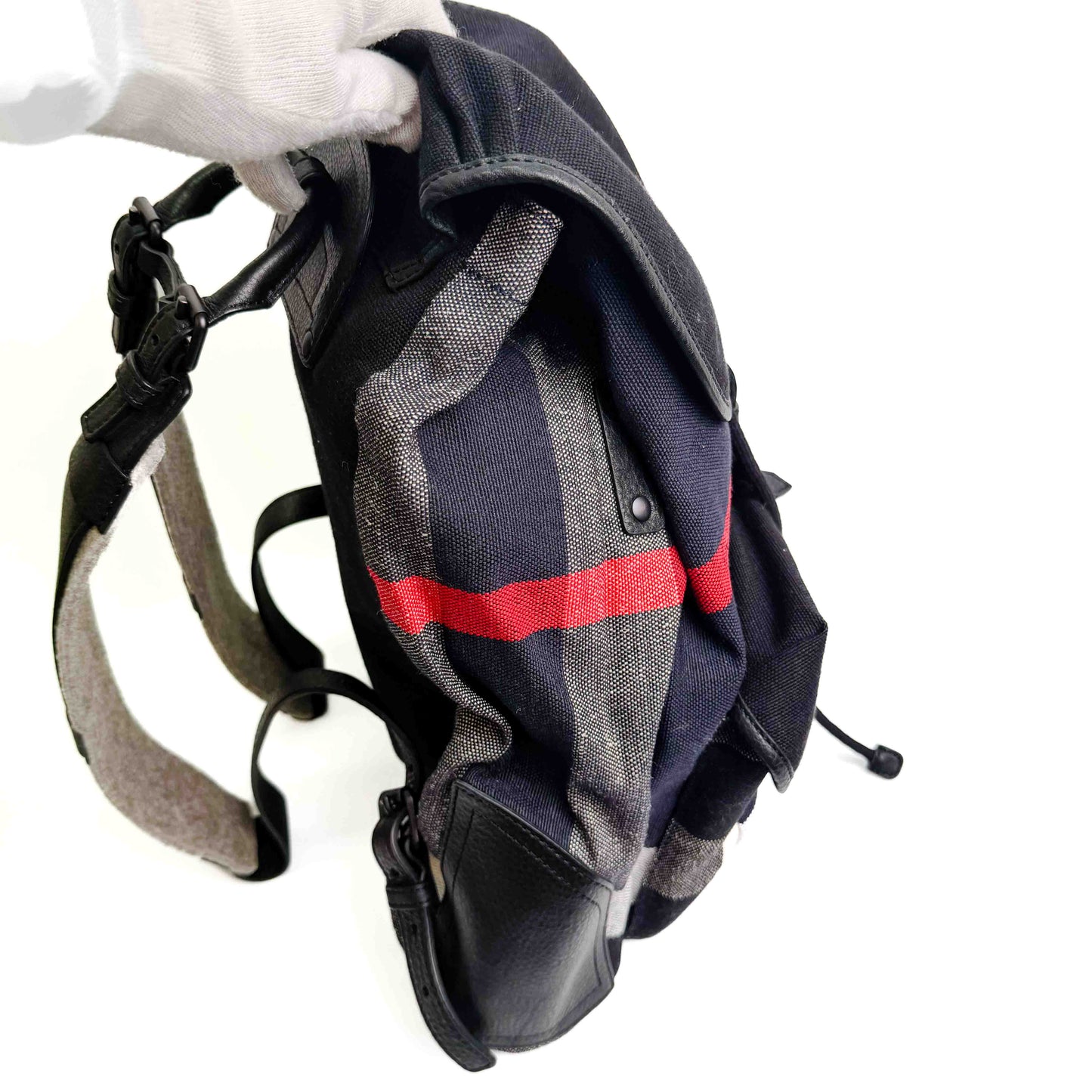 Burberry Canvas Check Stripe Backpack