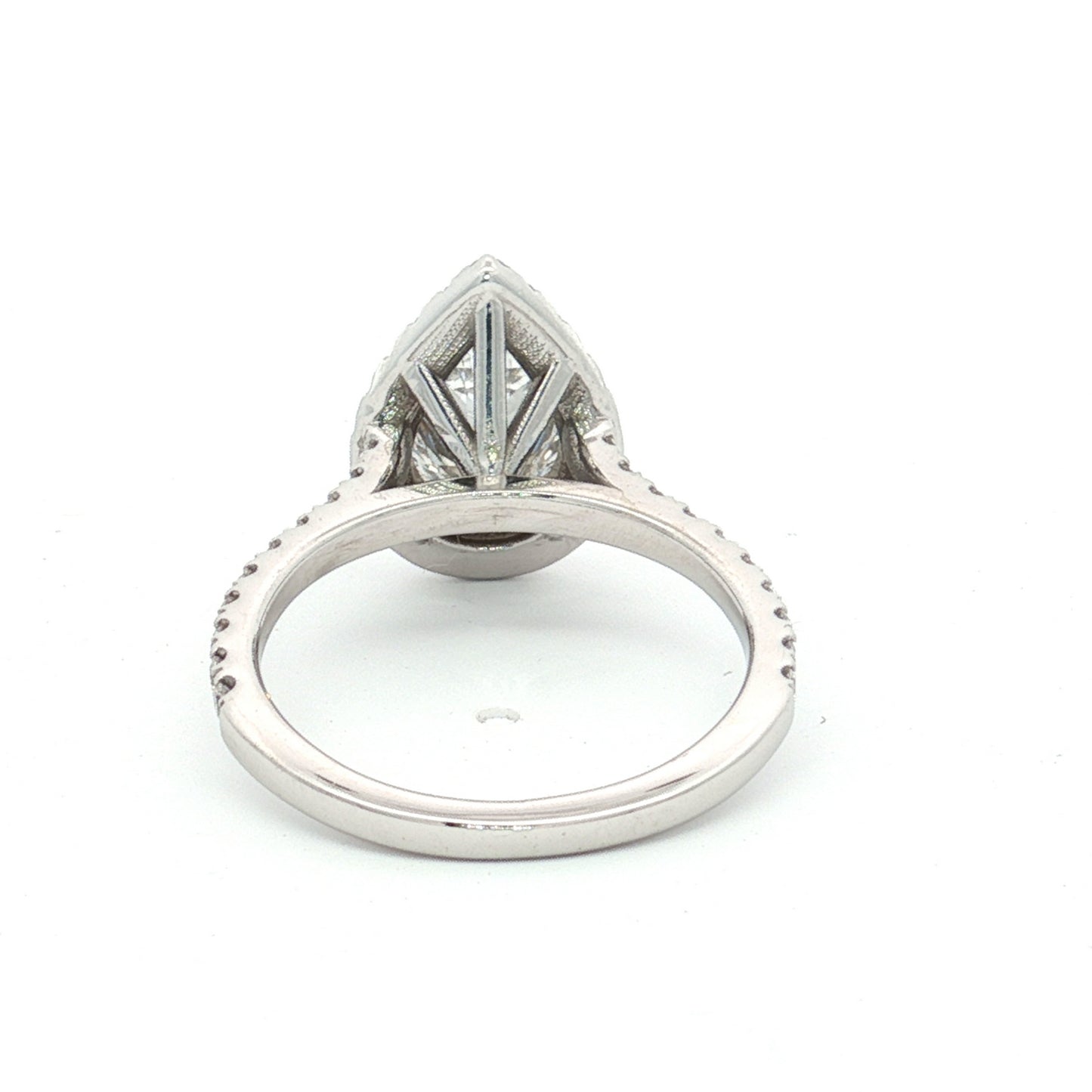 14ct White Gold Pear Lab Diamond Halo Ring