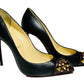 Christian Louboutin Black & Burgundy Studded Heels image 0