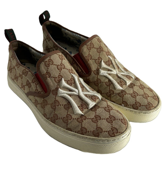 Gucci Men’s Beige GG Canvas NY Yankees Patch Slip On Sneakers image 0