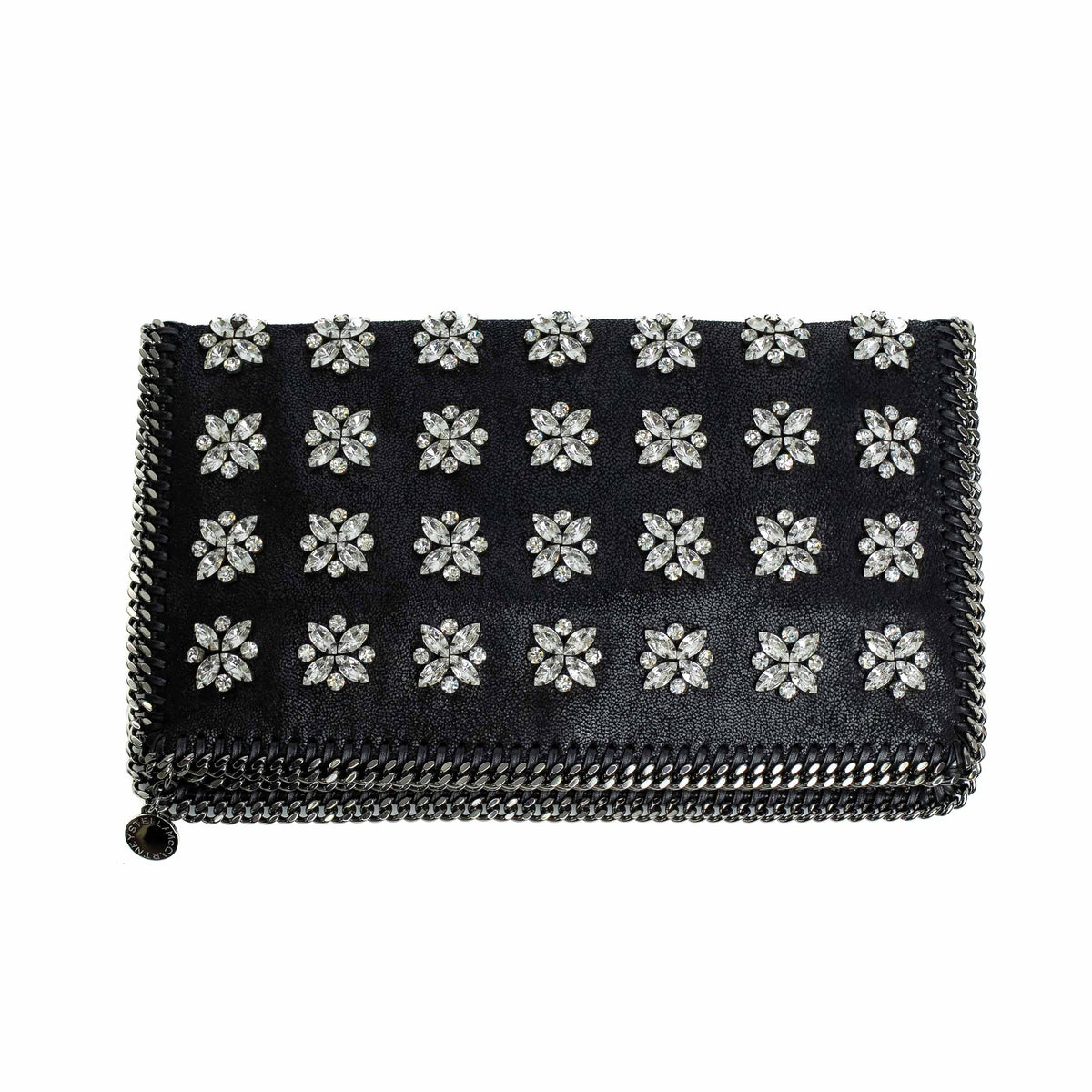 Stella McCartney Falabella Black Crystal Embellished Clutch