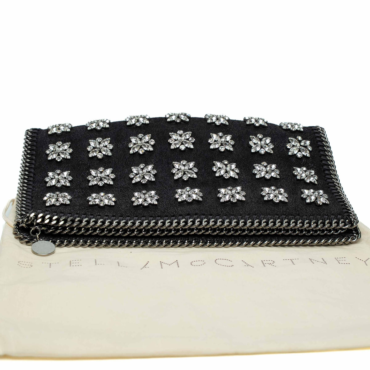 Stella McCartney Falabella Black Crystal Embellished Clutch