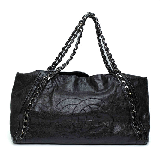 Chanel Black Glazed Caviar Modern Chain Tote