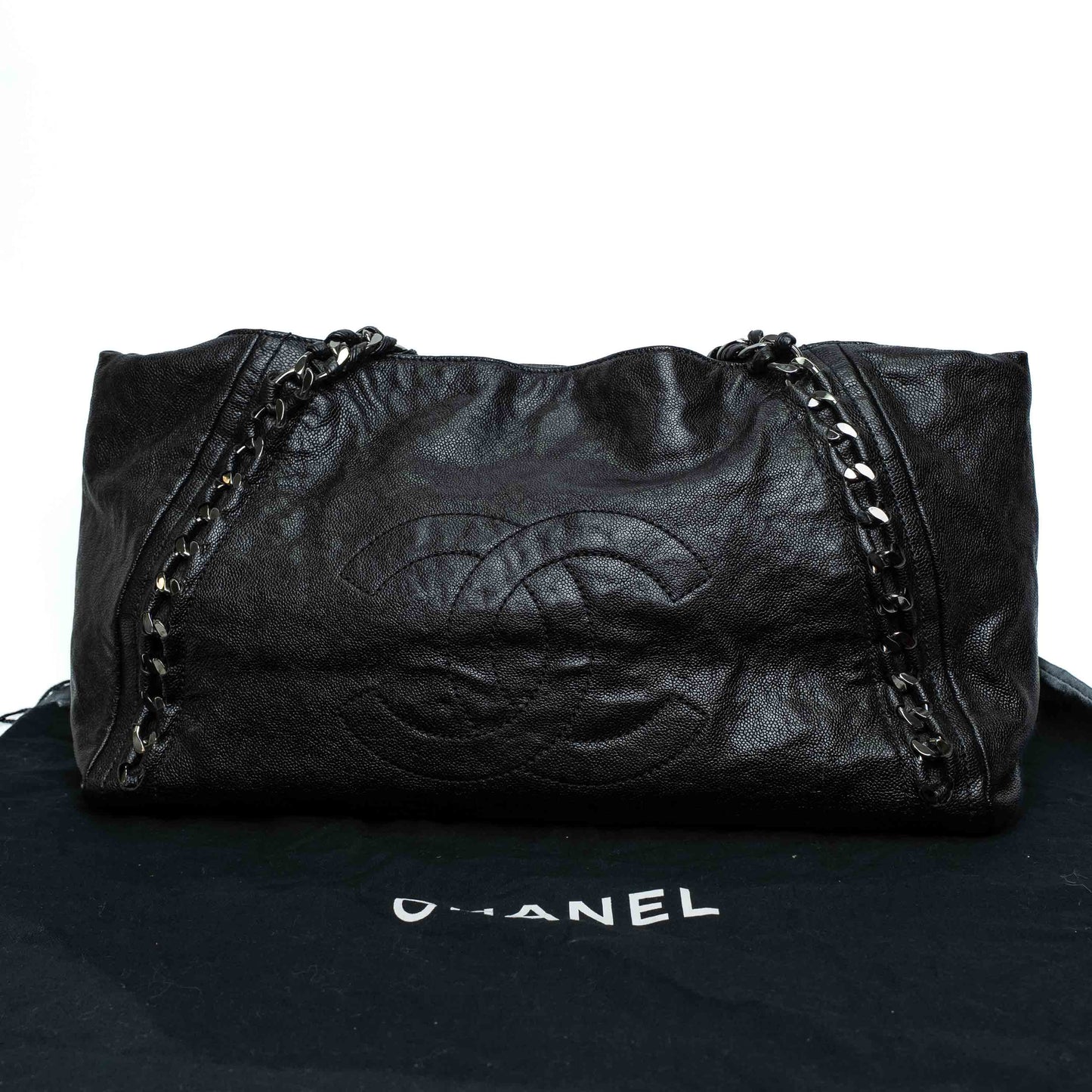 Chanel Black Glazed Caviar Modern Chain Tote