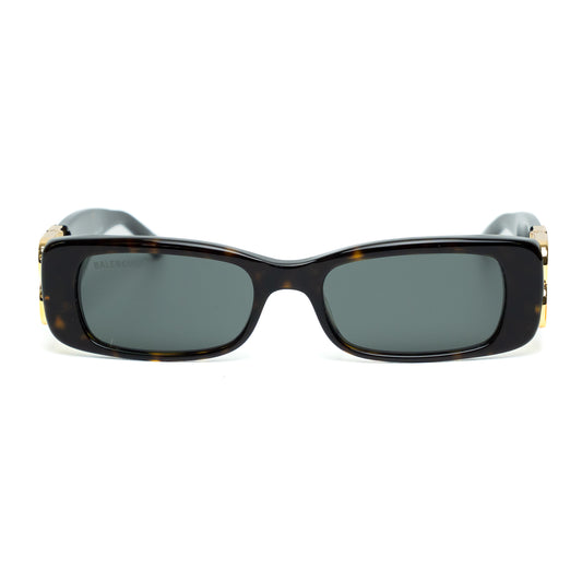 Balenciaga BB0096S Tortoiseshell Logo Rectangular Sunglasses