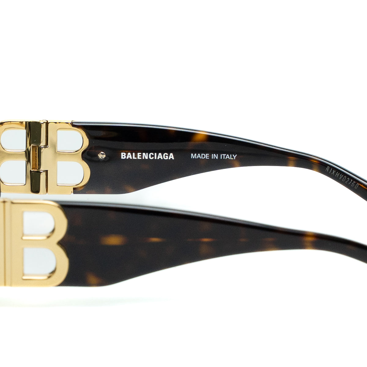 Balenciaga BB0096S Tortoiseshell Logo Rectangular Sunglasses