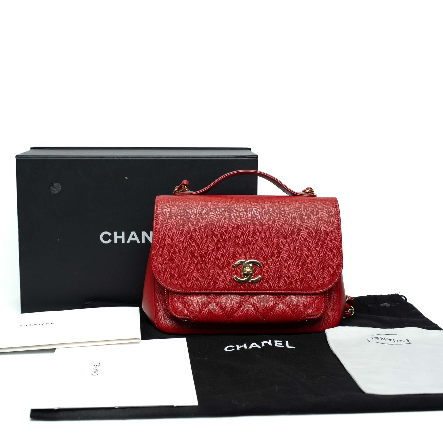 Chanel Red Caviar Quilted Business Affinity Flap Bag