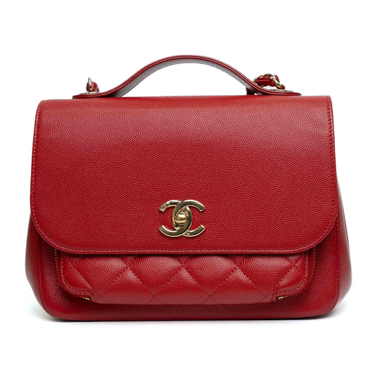Chanel Red Caviar Quilted Business Affinity Flap Bag