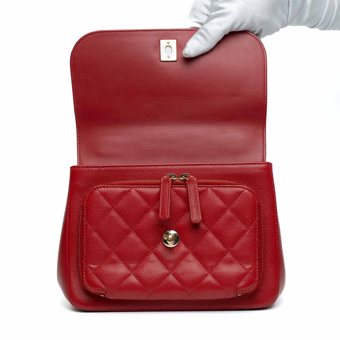 Chanel Red Caviar Quilted Business Affinity Flap Bag